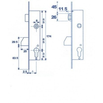 CERRADURA TESA 2216-25/3AI ACERO INOX