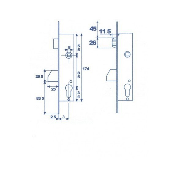 CERRADURA TESA 2216-25/3AI ACERO INOX