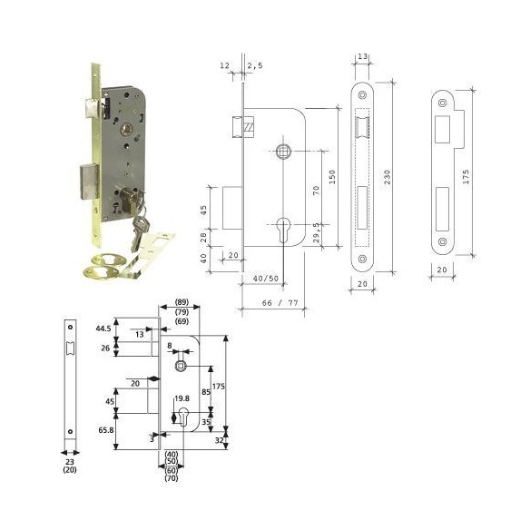 CERRADURA TESA 2030-70HN HIERRO NIQUELADO