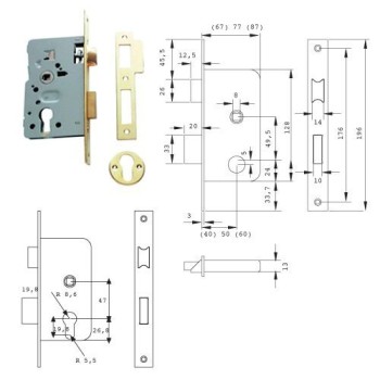 CERRADURA TESA 2010-P-60HN T HIERRO NIQUELADO