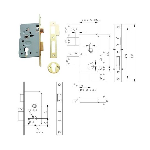 CERRADURA TESA 2010-P-60HN T HIERRO NIQUELADO