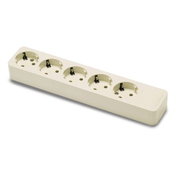 BASE MULTIPLE 5 TOMAS TT 16 A 250 V SIN CABLE BLANCO