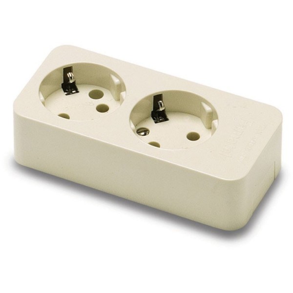 BASE MULTIPLE 2 TOMAS TT 16 A 250 V SIN CABLE BLANCO