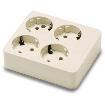 BASE MULTIPLE 4 TOMAS TT 16 A 250 V SIN CABLE BLANCO