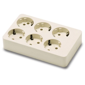 BASE MULTIPLE 6 TOMAS TT 16 A 250 V SIN CABLE BLANCO