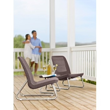 CONJUNTO KETER RIO RESINA INYECTADA MESA Y 2 SILLAS MARRON