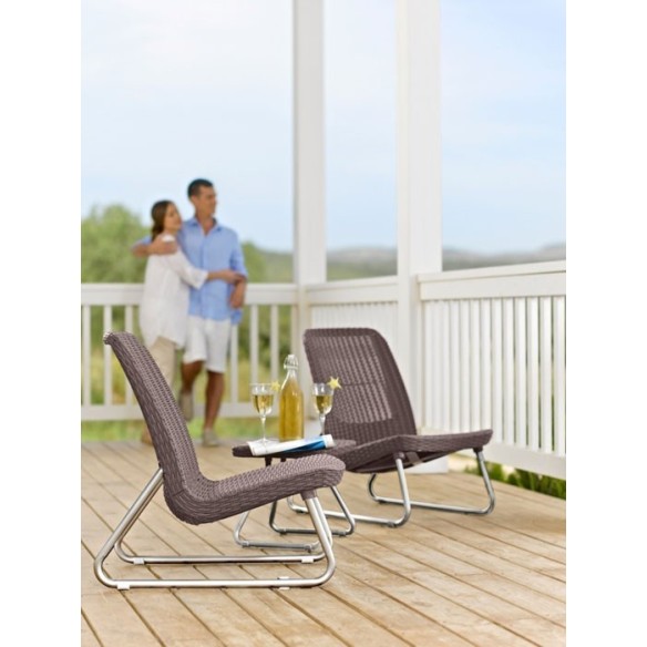 CONJUNTO KETER RIO RESINA INYECTADA MESA Y 2 SILLAS MARRON