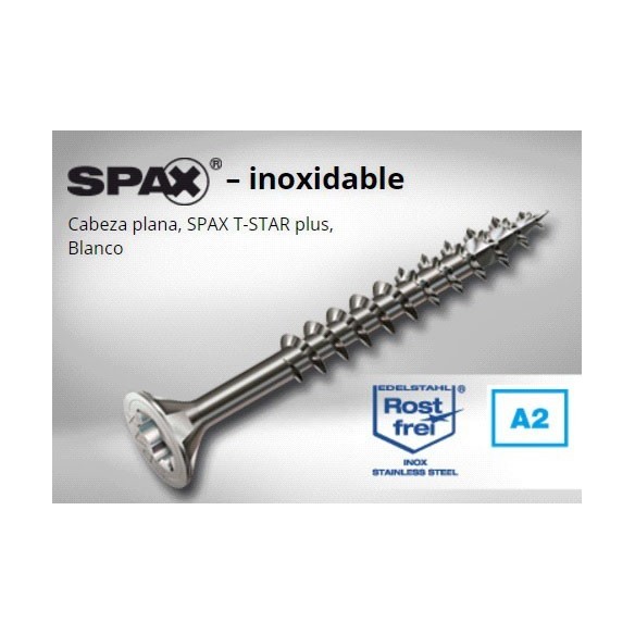 TIRAFONDO SPAX CABEZA PLANA PZ 6X50 INOX