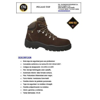 BOTA FAL PEGASO TOP GORE TEX S3 SERRAJE MARRON T- 40