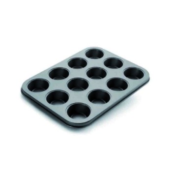 MOLDE MUFFIN 12 CAVIDADES 25X19CM CHAPA ANTIADH. IBILI