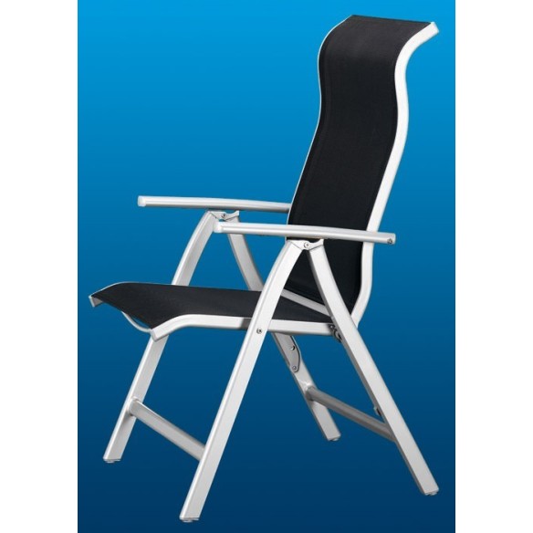 SILLON VERVI BLANES ALUMINIO TEXTILENE MULTIPOSICIONES NEGRO Y PLATA