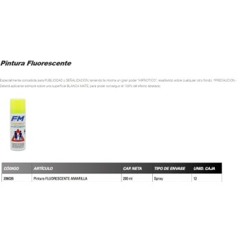 PINTURA SPRAY DECO FLURORESCENTE AMARILLA 250ML