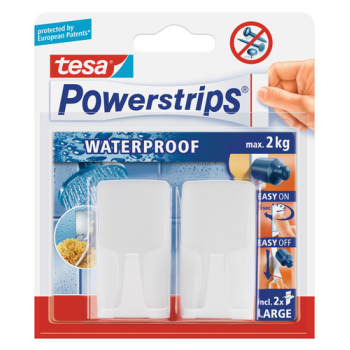 GANCHO DE PLASTICO BLANCO RECTANGULAR POWERSTRIPS WATERPROOF TESA
