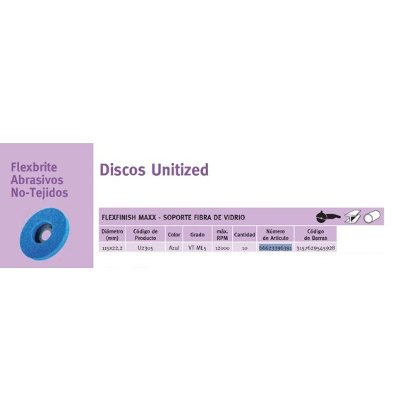 DISCO FLEXBRITE AZUL SOPORTE F.VIDRIO D115 U2305