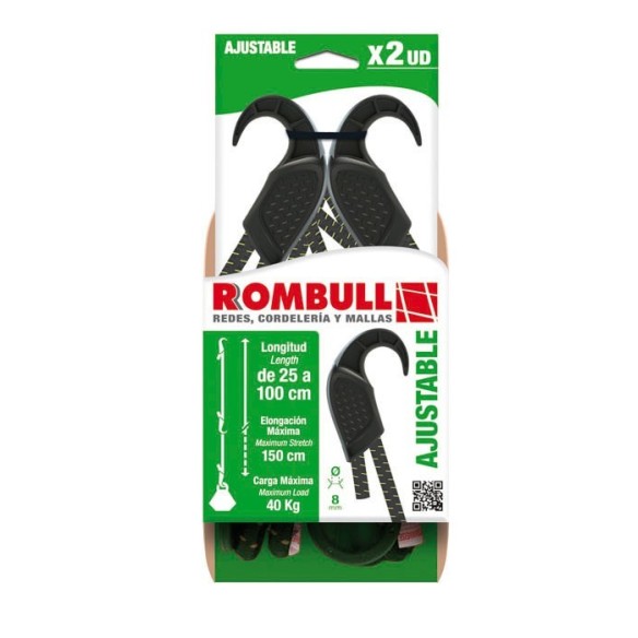 PULPO AJUSTABLE C/GANCHO NEGRO 2UDS ROMBULL