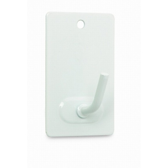 PERCHA MEDIANA ADHESIVA LACADO BLANCO. BLISTER 3 UDS