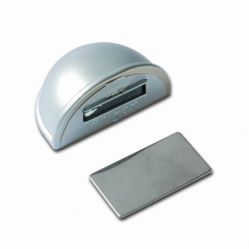 TOPE RETENEDOR CON IMÁN. ADHESIVO CROMADO MATE. BLISTER 1 UD