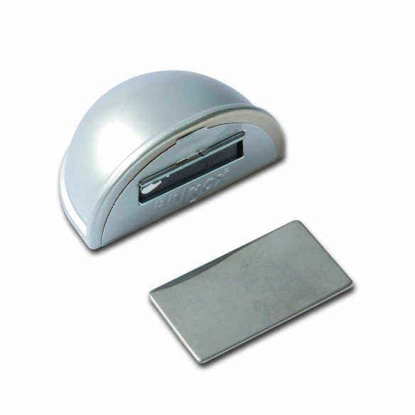 TOPE RETENEDOR CON IMÁN. ADHESIVO CROMADO MATE. BLISTER 1 UD