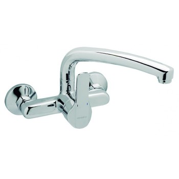 GRIFO GENEBRE K8 FREGADERO MURAL 15CMS MONOMANDO CROMADO ANTICAL