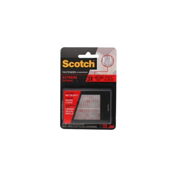 CINTA VELCRO EXTRAFUERTE REPOSICIONABLE SCOTCH 7.5 CM X 25 MM TRANSPARENTE TIRAS 3 M
