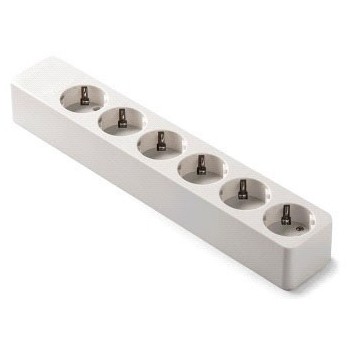 BASE MULTIPLE 6 TOMAS TT 16 A 250 V SIN CABLE BLANCO