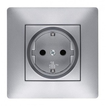 BASE  ENCHUFE HABITAT 15  EMPOTRAR  TT    16 A 250 V      ALUMINIO  1 UD