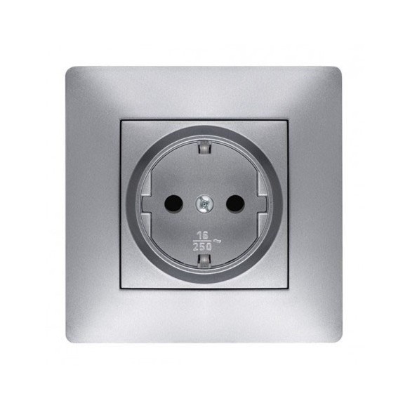 BASE  ENCHUFE HABITAT 15  EMPOTRAR  TT    16 A 250 V      ALUMINIO  1 UD