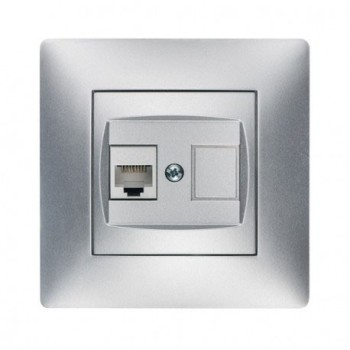 TOMA TELEFONO RJ-11 HABITAT 15  EMPOTRAR             ALUMINIO  1 UD