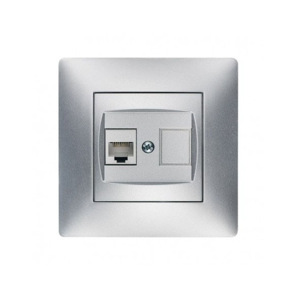 TOMA TELEFONO RJ-11 HABITAT 15  EMPOTRAR             ALUMINIO  1 UD