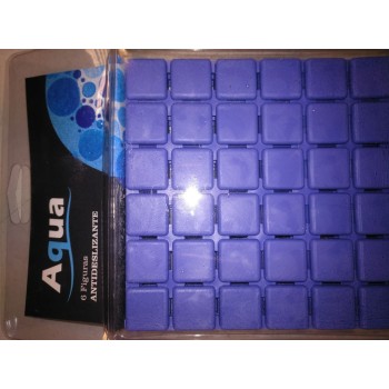 ANTIDESLIZANTES BAÑO CUADRO 3+3 CAUCHO SBS 6 UDS 13X13cm BLANCO Y AZUL