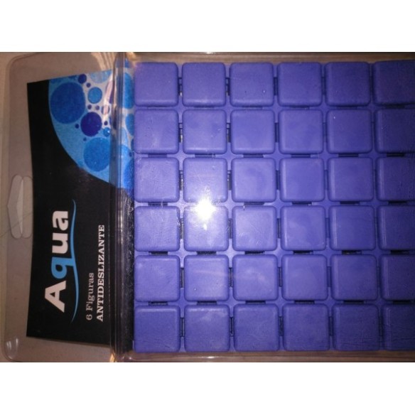 ANTIDESLIZANTES BAÑO CUADRO 3+3 CAUCHO SBS 6 UDS 13X13cm BLANCO Y AZUL