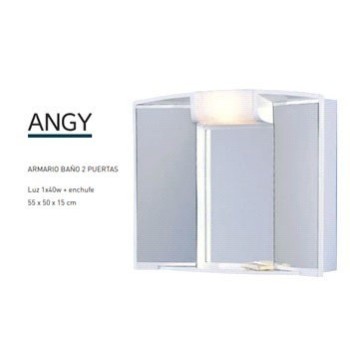 ARMARIO DE BAÑO ANGY 2 PUERTAS MURAL 55X50X15 cm . CON LUZ