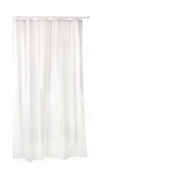 CORTINA DE BAÑO POLIESTER 140X200 cm BLANCO CON ANILLAS