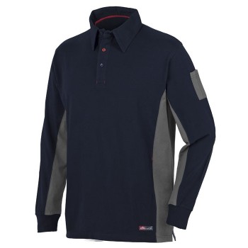 POLO M. LARGA ISSA 8173 STRETCH  MARINO/GRIS  T-XXL