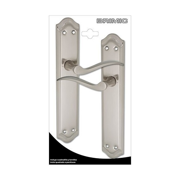 JUEGO MANILLA MICEL CON PLACA TIRADOR ACERO NIQUELADO