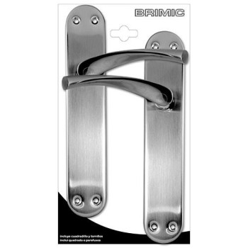 JUEGO MANILLA MICEL CON PLACA TIRADOR ACERO NIQUELADO