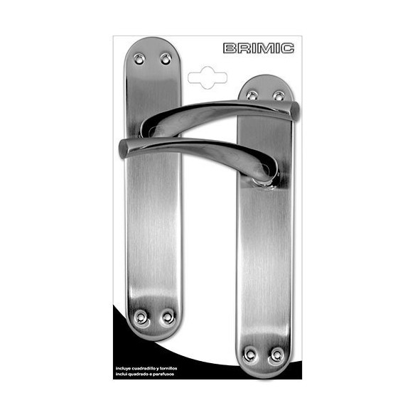 JUEGO MANILLA MICEL CON PLACA TIRADOR ACERO NIQUELADO