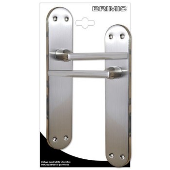 JUEGO MANILLA MICEL CON PLACA TIRADOR ACERO NIQUELADO