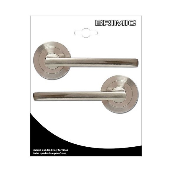 JUEGO MANILLA MICEL CON ROSETA TIRADOR RECTO ACERO NIQUELADO