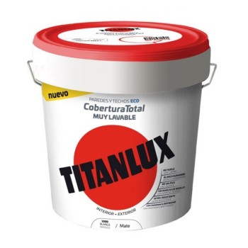 PINTURA PARA FACHADAS TITANLUX COBERTURA TOTAL INT/EXT   BLANCO MATE BOTE  15L