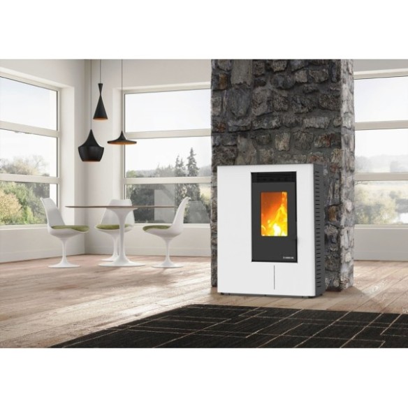 ESTUFA PELLET WELS G4001 KARMEK ONE 10.05 KW RENDIM 85% BLANCA