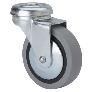 RUEDA MUEBLE AUXILIAR GIRATORIA B GOMA D40 GRIS AGUJERO PASANTE 8 MM 17 KG