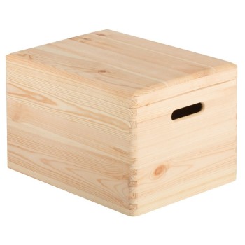 CAJA DE MADERA DE PINO MACIZO CON TAPA SIN BARNIZ 40X30X23.