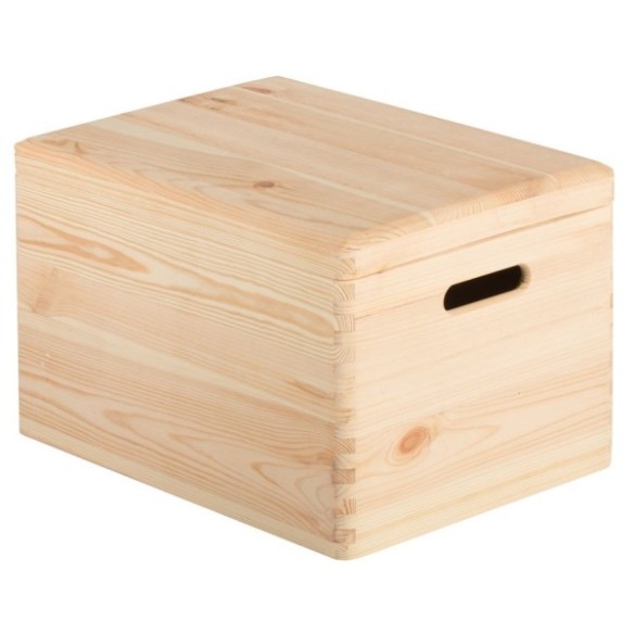 CAJA DE MADERA DE PINO MACIZO CON TAPA SIN BARNIZ 40X30X23.