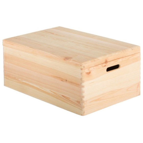 CAJA DE MADERA DE PINO MACIZO CON TAPA SIN BARNIZ 60X40X23