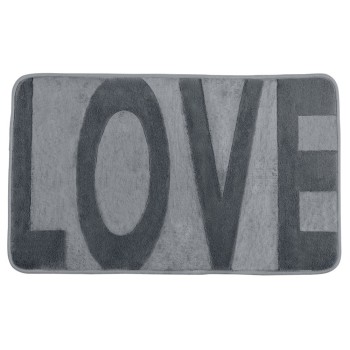 ALFOMBRA DE BAÑO GOMA DE ESPUMA CON MEMORIA LOVE. GRIS