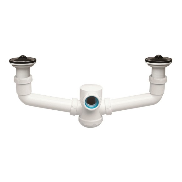 SIFON CURVO DOBLE EXTENSIBLE FREGADERO JIMTEN S-10 CON VALVULA 63 MM