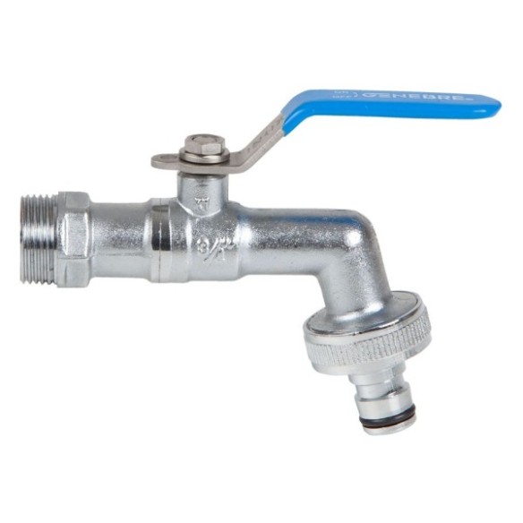 GRIFO ESFERA LATÓN MANETA INOX MM 1/2-3/4 PN16 MANGUERA C/ACOPLE RÁPIDO