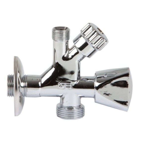 VÁLVULA MIXTA LATÓN M/DOBLE SALIDA MM 1/2 /3/4 3/8  PN16 LAVADORA – LAVABO