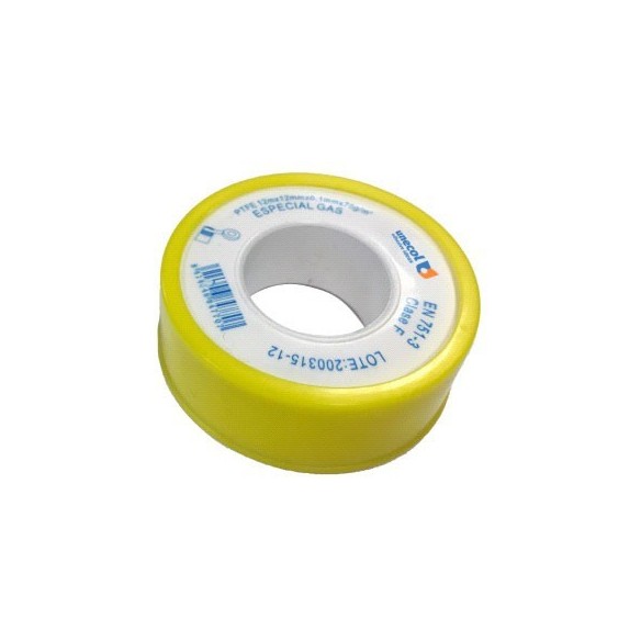 TEFLON CINTA PTFE 12MX12MMX0.1MM 0.70GR/CM3 APTO USO GAS